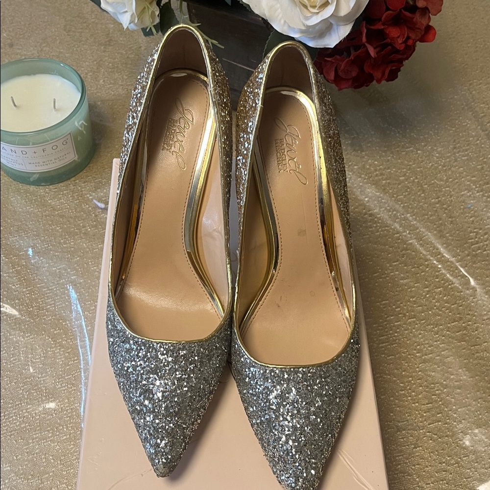 Glitter Gold  and silver Pointed Toe Stiletto Pumps